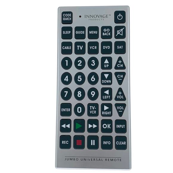 Innovage Jumbo Universal Remote Control TV VCR Large Preowned Silver Elderly - Picture 1 of 9